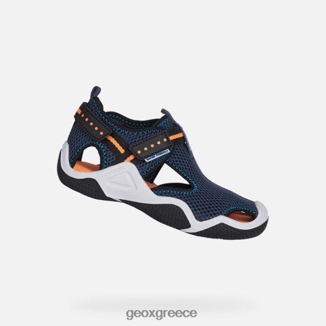 4DBLR01349 navy/fluo orange Geox wader junior