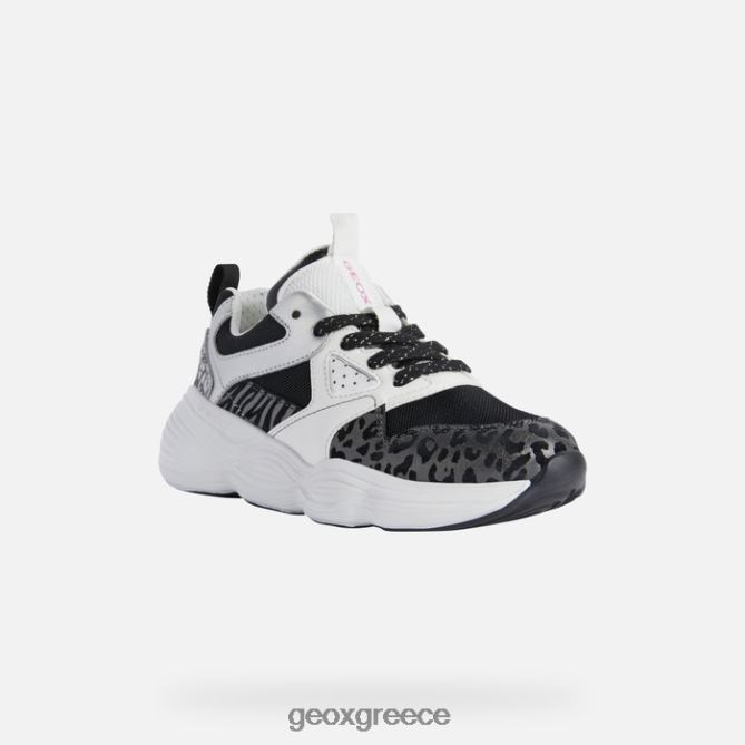 4DBLR01244 μαύρο άσπρο Geox κορίτσι φούσκα