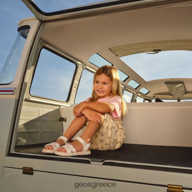 4DBLR01088 λευκό/ανοιχτό τριαντάφυλλο Geox σανδάλι κορίτσι από την Αϊτή